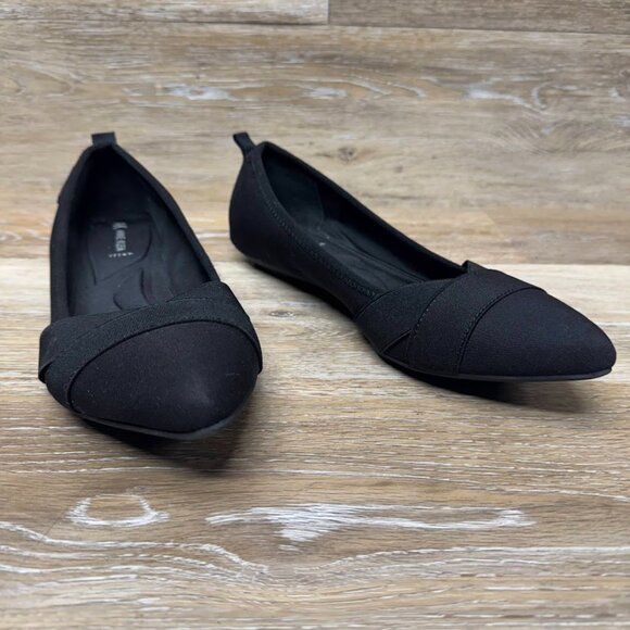 Anne Klein Oval Flat Black Textile Pointed Slip On Flats Women's Size 10 - Picture 6 of 7